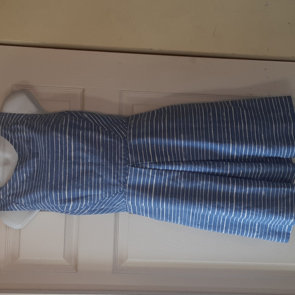 GAP Blue and White Striped Midi Dress